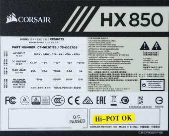 Počítačový zdroj Corsair HX850 - 6
