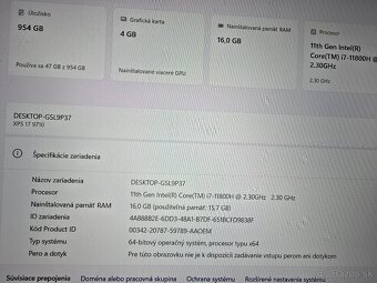 17 palcovy dell XPS 9710 s grafikou RTX 3050 16gb ram i7 pro - 6