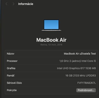 MacBook Air 13” (2018) – 16 GB RAM, 256 GB – výborný stav - 6