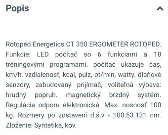 Stacionárny bicykel, rotoped Energetics - 6