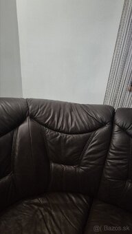 Hnedá kožená sedacia súprava - 6