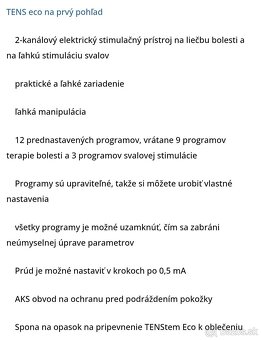 TENS eco 2-kanálový elektrický stimulačný prístroj - 6