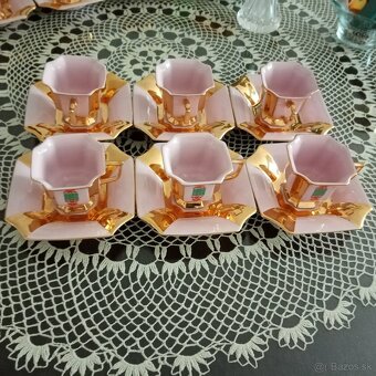 ružový porcelán, šálky s podšálkami - 6