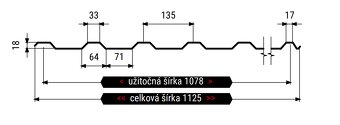 Trapezový plech T-18 čierna 0,5hr. 2m - 6