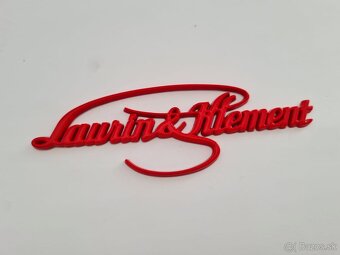 Nápis Laurin Klement , chrom, zlatý, červený, čierny - 6