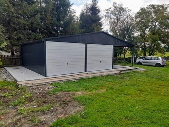 Montovaná plechová garáž 6×6 m + prístrešok 3×6 m s výklopný - 6