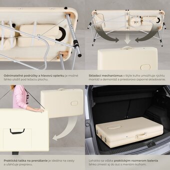 Nový prenosný masážny stôl, posteľ, lehátko, 2-dielny - 6