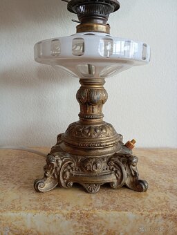 Luxusná starožitná bronzová petrolejová lampa 44cm - 6