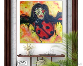 Obraz "Lienka - šťastie a láska" ♥ ( 100x100 cm ) 3d maľba - 6