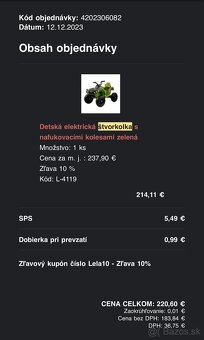Elektrická štvorkolka detská ešte v záruke. - 6