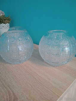 Predám 3 x guľaté ručne brúsené krištáľové vázy. - 6