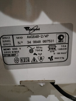 Predám práčku Whirlpool cena 50€ - 6