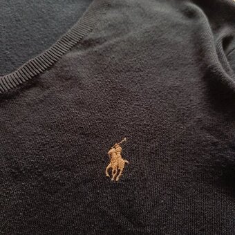 Polo Ralph Lauren sveter s výstrihom do V modrý zelený M - 6