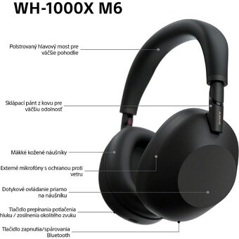 Nové bezdrôtové slúchadlá Sony WH-1000XM6 + PUZDRO - 6