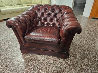 CHESTERFIELD ŠTÝL,SEDAČKA KOŽENÁ DVOJFAREBNÁ - 6