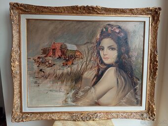 Nádherný obrovský obraz signovaný Barcellini 97x77 - 6