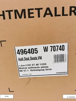 Nové Borbet Alu disky Skoda 7x17 ET40 5x112 R17 1220 - 6