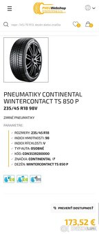 1ks NOVÁ 235/45 R18 98V XL CONTINENTAL TS850P - 6