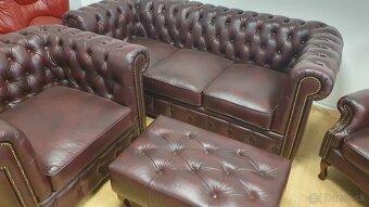 CHESTERFIELD ŠTÝL,KOŽENÁ SEDAČKA,3+1+UŠÁK+TABURET - 6