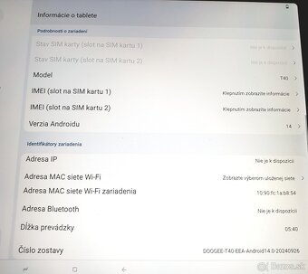 DOOGEE T40 tablet 11" Andrd 14 20GB RAM 512GB - 6