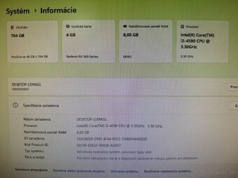 Herný počítač Lenovo Intel i5 4590 4x3,30GHz.AMD RX560 4G - 6