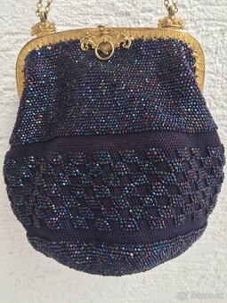 Starozitna antik vyse 100 rocna kabelka posita koralikmi - 6