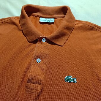 Vintage 80s Lacoste chemise oranžová polokošeľa krátky rukáv - 6