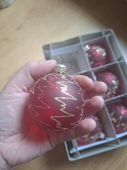 Vianočné gule, sklenené, červené. - 6