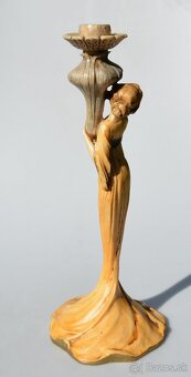 Starožitná soška / svietnik Dáma - v štýle secesie - 6