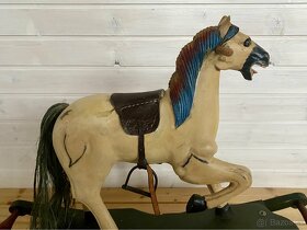Starožitný houpací dřevěný kůň - 6