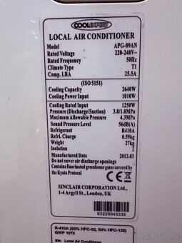 Predám mobilnú klimatizáciu CoolExpert APG-09AN - 6