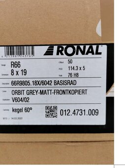 Kia Sportage, Ceed Ronal alu disky R19 5x114,3 8J ET50 1223 - 6