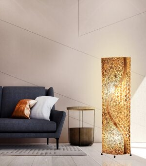 LAMPA stojatá MUŠLA / BAMBUS, - 6