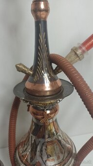 Egyptská vodná fajka z liatiny a plechu – originál z Egypta - 6