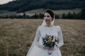 Svadobné šaty Ivory s dlhým rukávom - 6