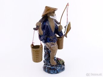 Japonská Keramická Figúrka - Rybár - 6