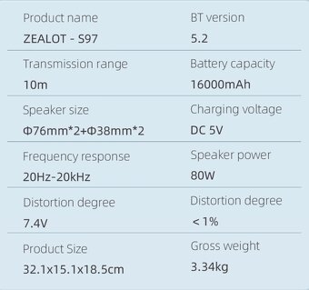 ZEALOT S97 Bluetooth reproduktor - 6