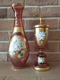 borské sklo, hutné sklo, zlatá zuzana ružová - 6