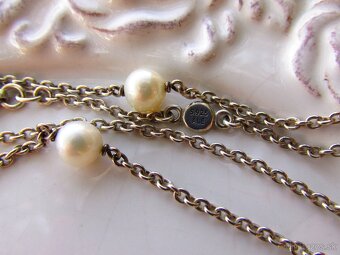 Dlhý strieborný náhrdelník s perlami Pandora, Ag 925 - 6