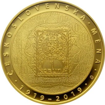Zlatá minca 10000 Kč 2019 100. výročie Československej meny - 6