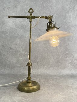 Starožiná lampa na písací stôl mosadz - 6