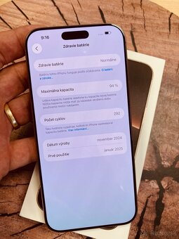 iPhone 16 pro Max 256 Gold batéria 93% originál top stav - 6