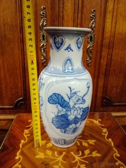 MODRÁ A BIELA PORCELÁNOVÁ VÁZA--ČÍNA - 6