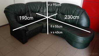 Kožená rohová sedacia súprava - TOP STAV, PRAVÁ KOŽA - 6