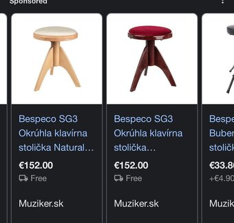 Bespeco talianska masivna otocna klavirna stolicka so zamato - 6