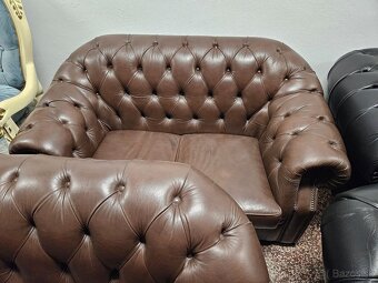 CHESTERFIELD ŠTÝL,KOŽENÁ SEDAČKA 3+2+1 - 6