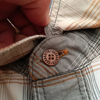 Carhartt károvaná košeľa s krátkym rukávom hnedá béžová M - 6