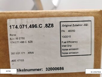 Vw orig. alu disky 6J R16 5x112 ET50 Golf, Touran 1257 - 6