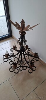 Historické kované svietidlo/luster - 6 sviečkové - 6
