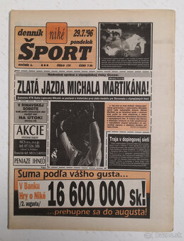 Staré noviny Denník Šport 3 - 6